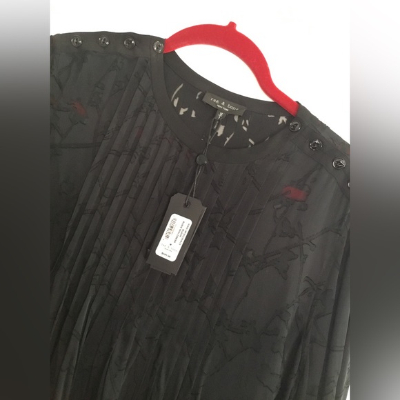 Rag and Bone Rubie Black Mini Dress Silk Blend M long Sleeve - Picture 6 of 8